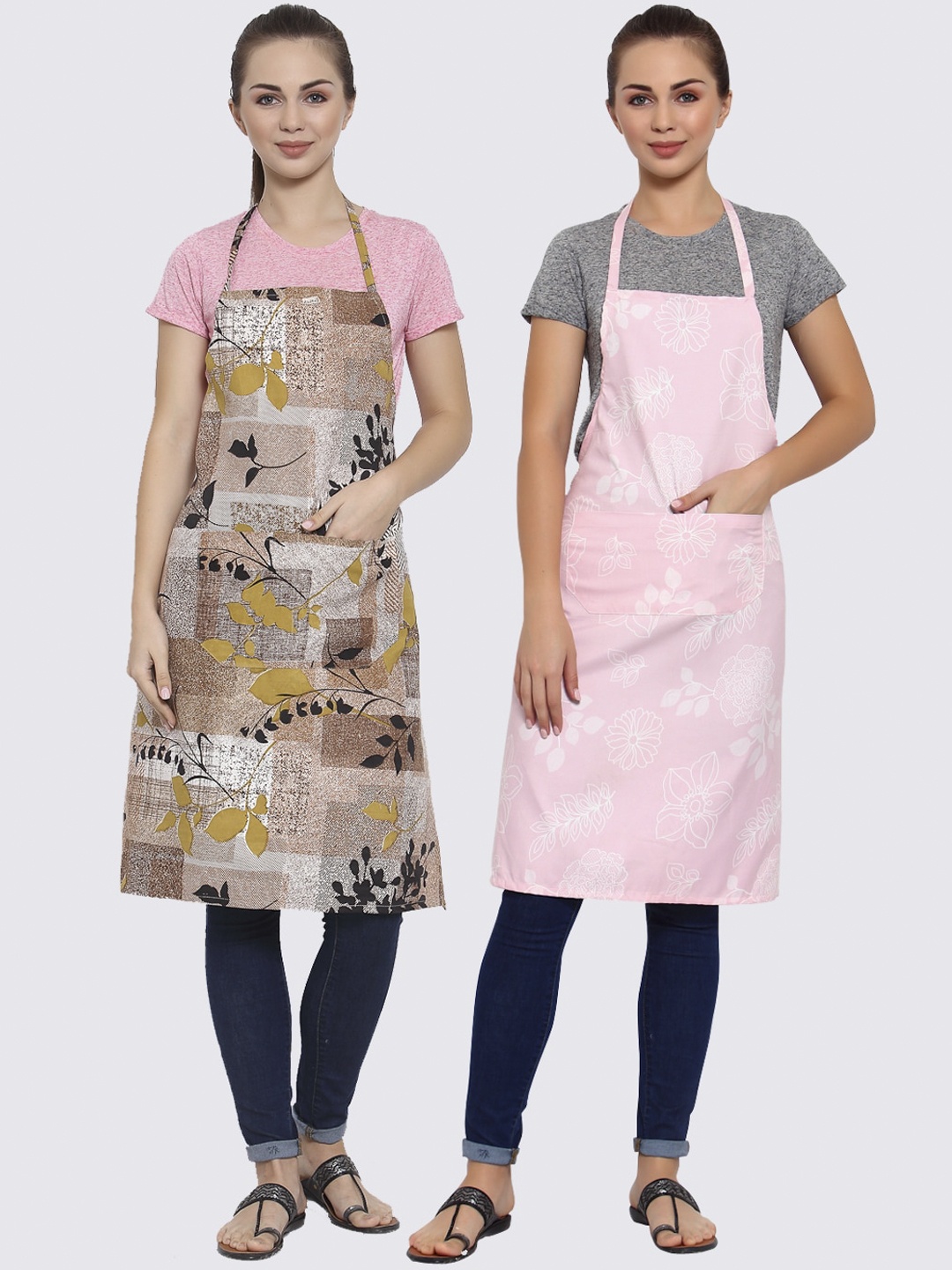 

Arrabi Woman Pack of 2 Cotton Blend Apron With Patch Pockets, Multi