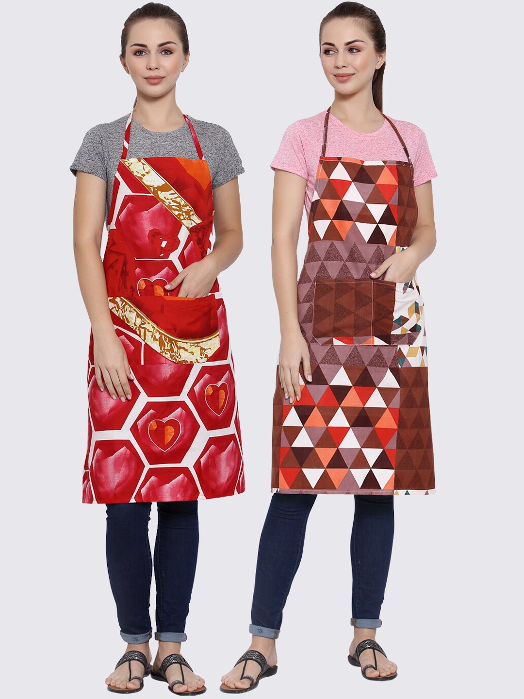 

Arrabi Pack Of 2 Multicoloured Printed Aprons, Multi