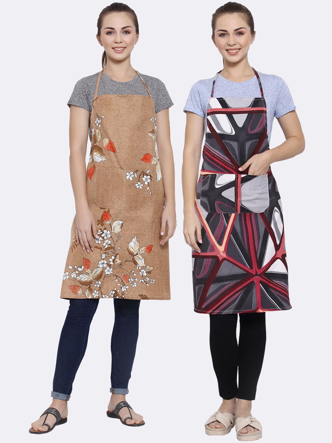

Arrabi Unisex Pack of 2 Cotton Blend Apron With Patch Pockets, Multi