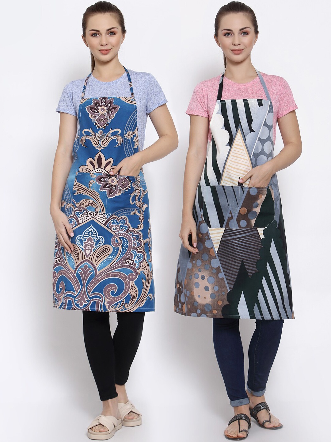 

Arrabi Pack Of 2 Multicoloured Printed Aprons, Multi