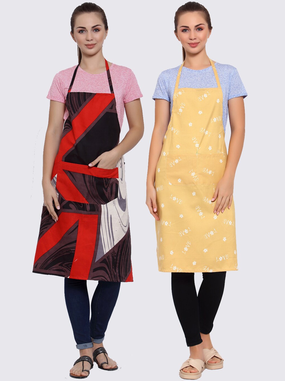 

Arrabi Pack Of 2 Multicoloured Printed Aprons, Multi