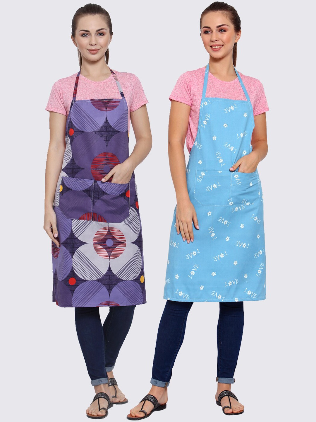 

Arrabi Pack of 2 Multicolored Printed Aprons, Multi