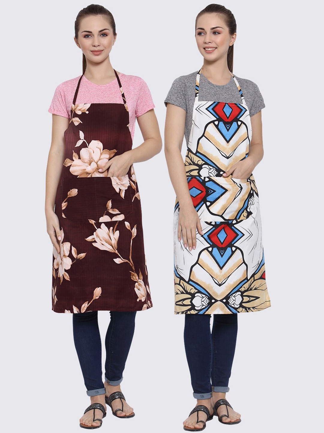 

Arrabi Multicoloured Pack of 2 Printed Aprons, Multi