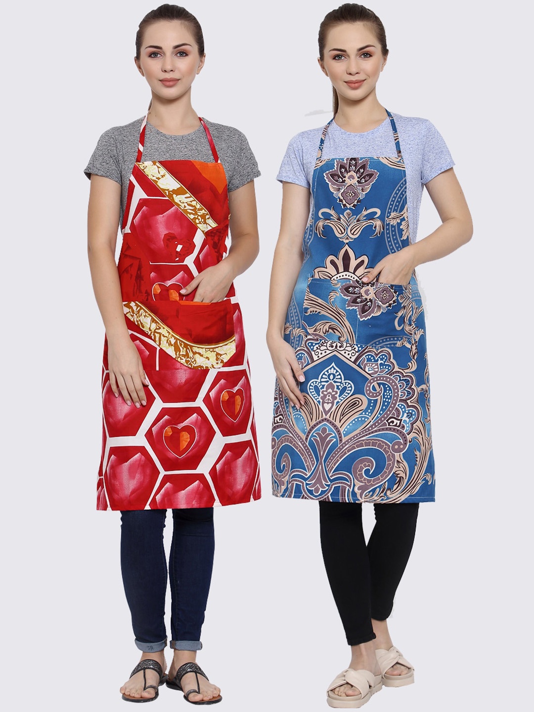 

Arrabi Multicoloured Pack of 2 Printed Aprons, Multi