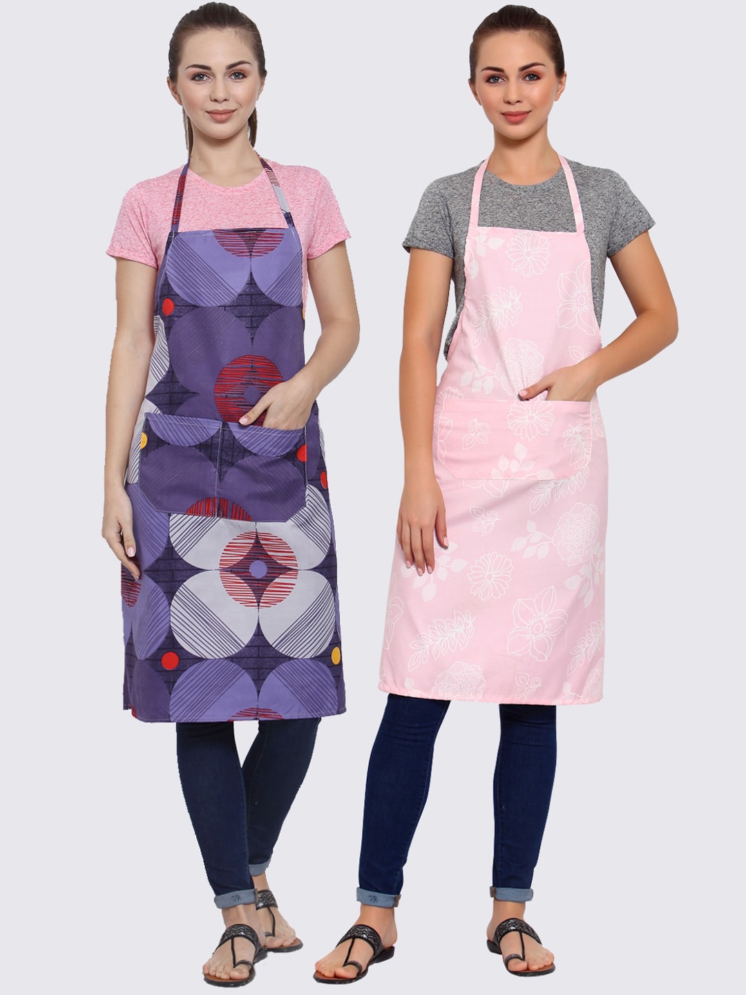 

Arrabi Woman Pack of 2 Cotton Blend Apron With Patch Pockets, Multi