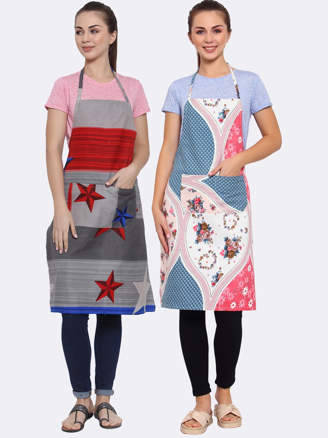 

Arrabi Pack Of 2 Multicoloured Printed Aprons, Multi