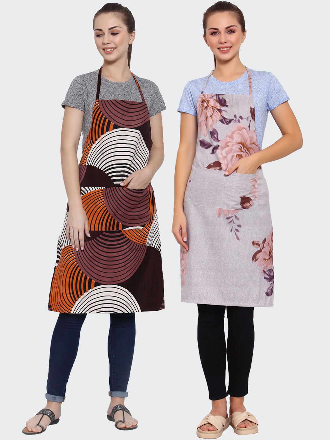 

Arrabi Woman Pack of 2 Cotton Blend Apron With Patch Pockets, Multi