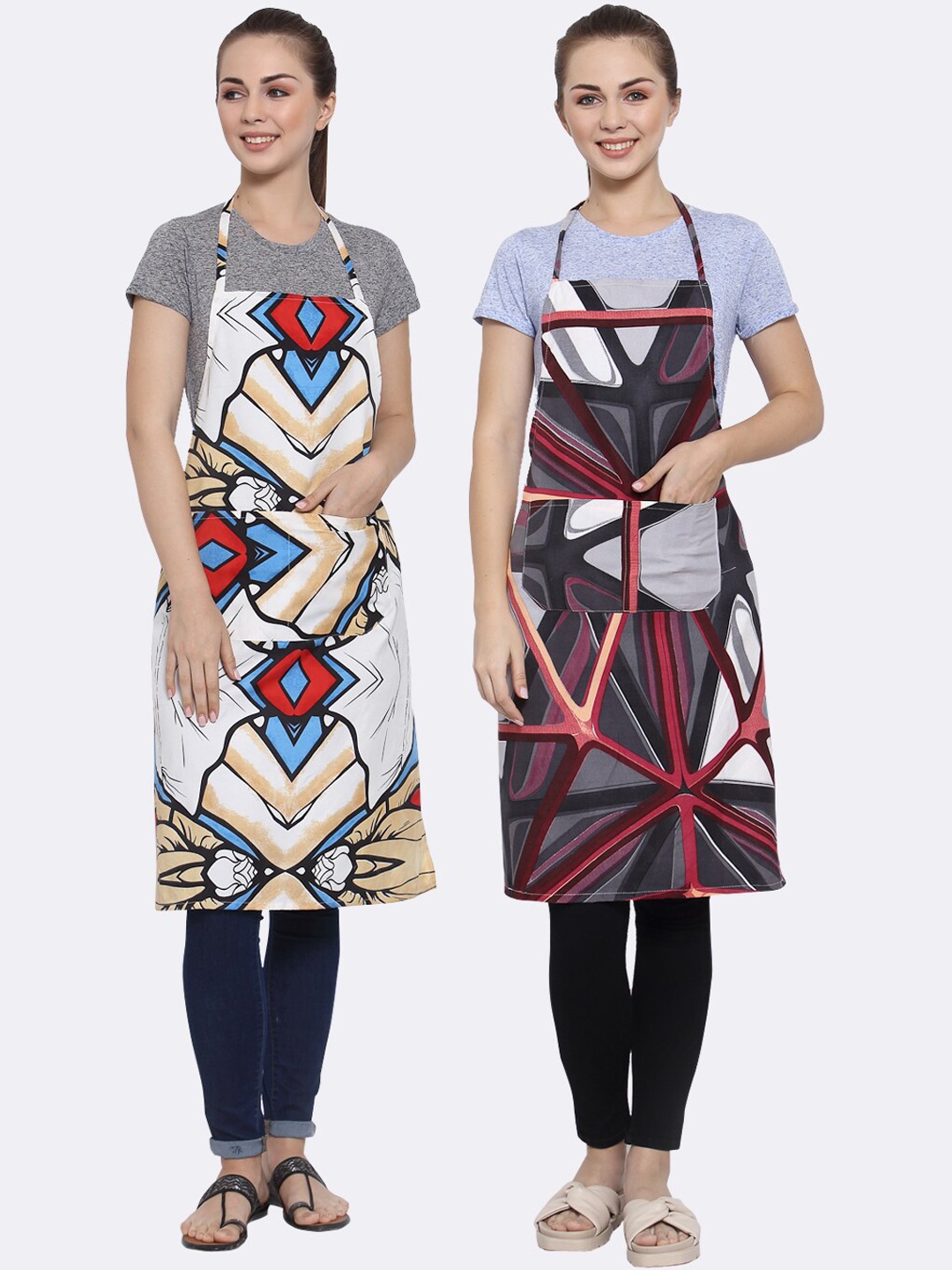

Arrabi Multicoloured Pack of 2 Printed Aprons, Multi