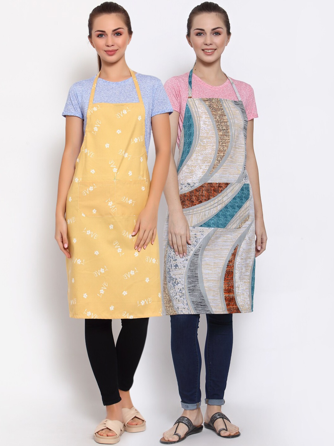 

Arrabi Pack of 2 Multicolored Printed Apron, Multi