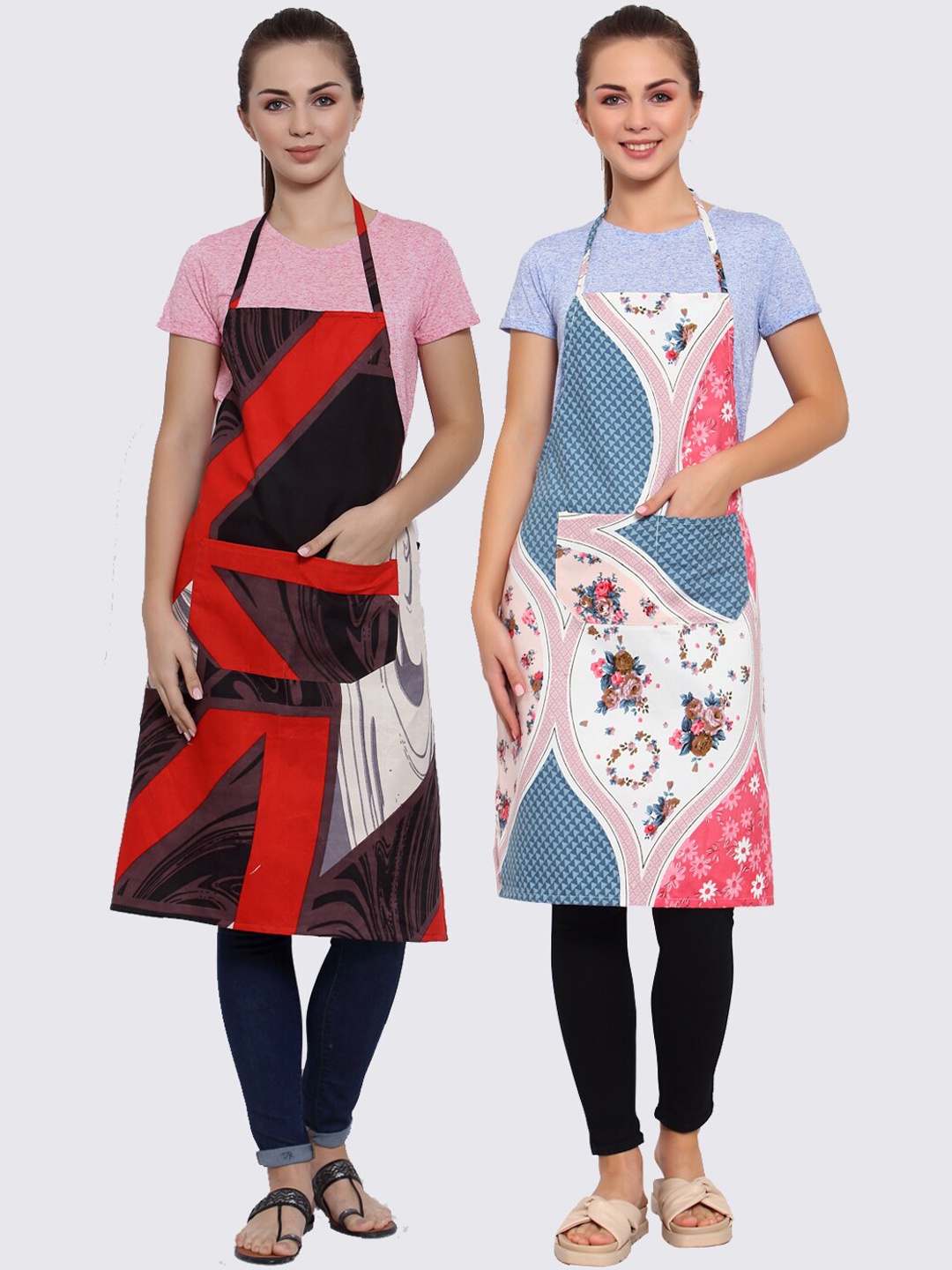 

Arrabi Pack Of 2 Multicoloured Printed Aprons, Multi