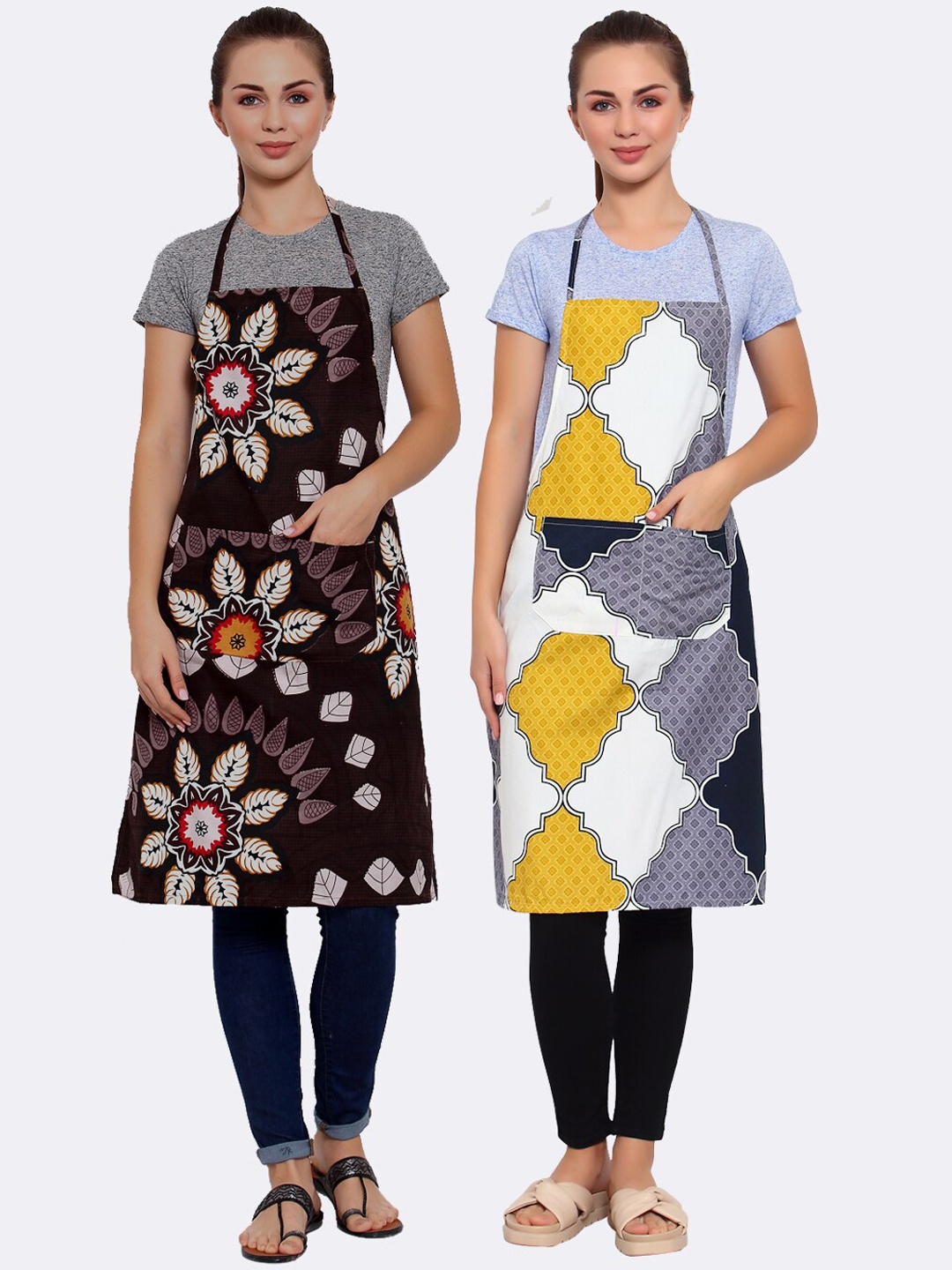 

Arrabi Pack of 2 Multicolored Printed Apron, Multi