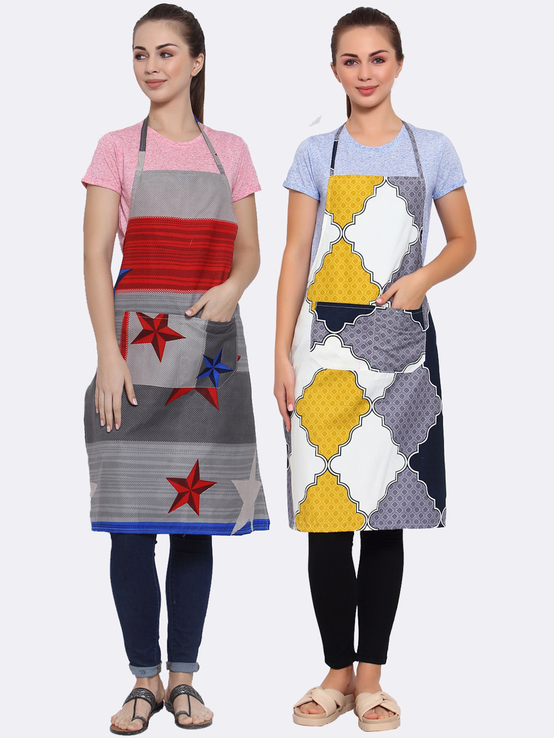 

Arrabi Pack Of 2 Multicoloured Printed Aprons, Multi
