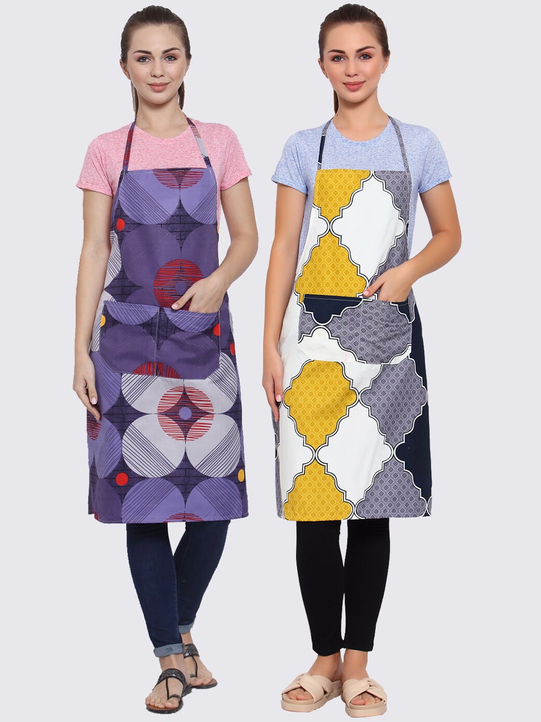 

Arrabi Pack of 2 Multicolored Printed Apron, Multi