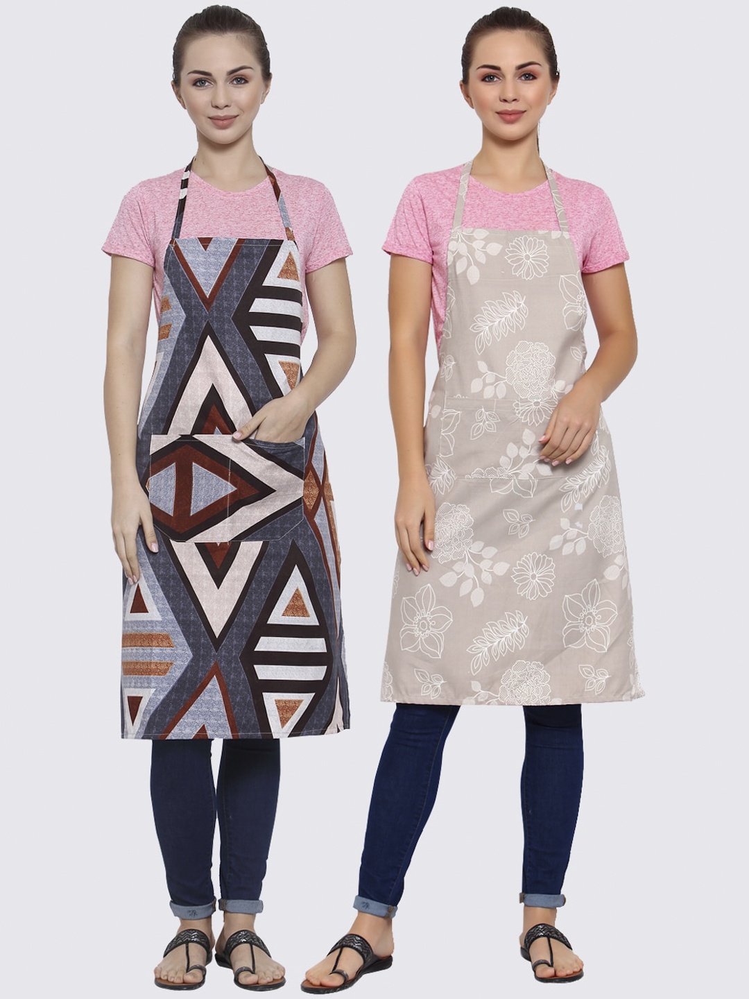 

Arrabi Multicoloured Pack of 2 Printed Aprons, Multi