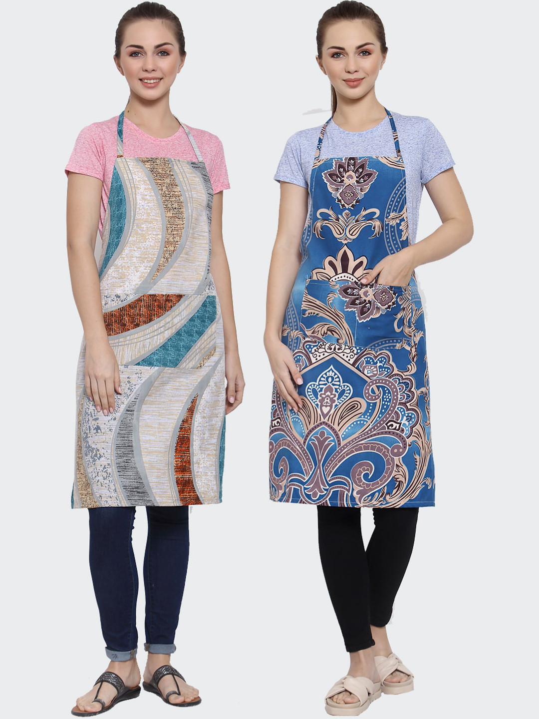 

Arrabi Pack of 2 Multicolored Printed Apron, Multi