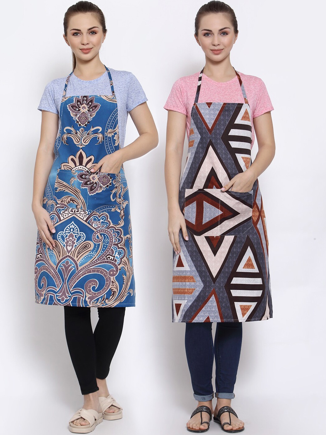 

Arrabi Pack Of 2 Multicoloured Printed Aprons, Multi