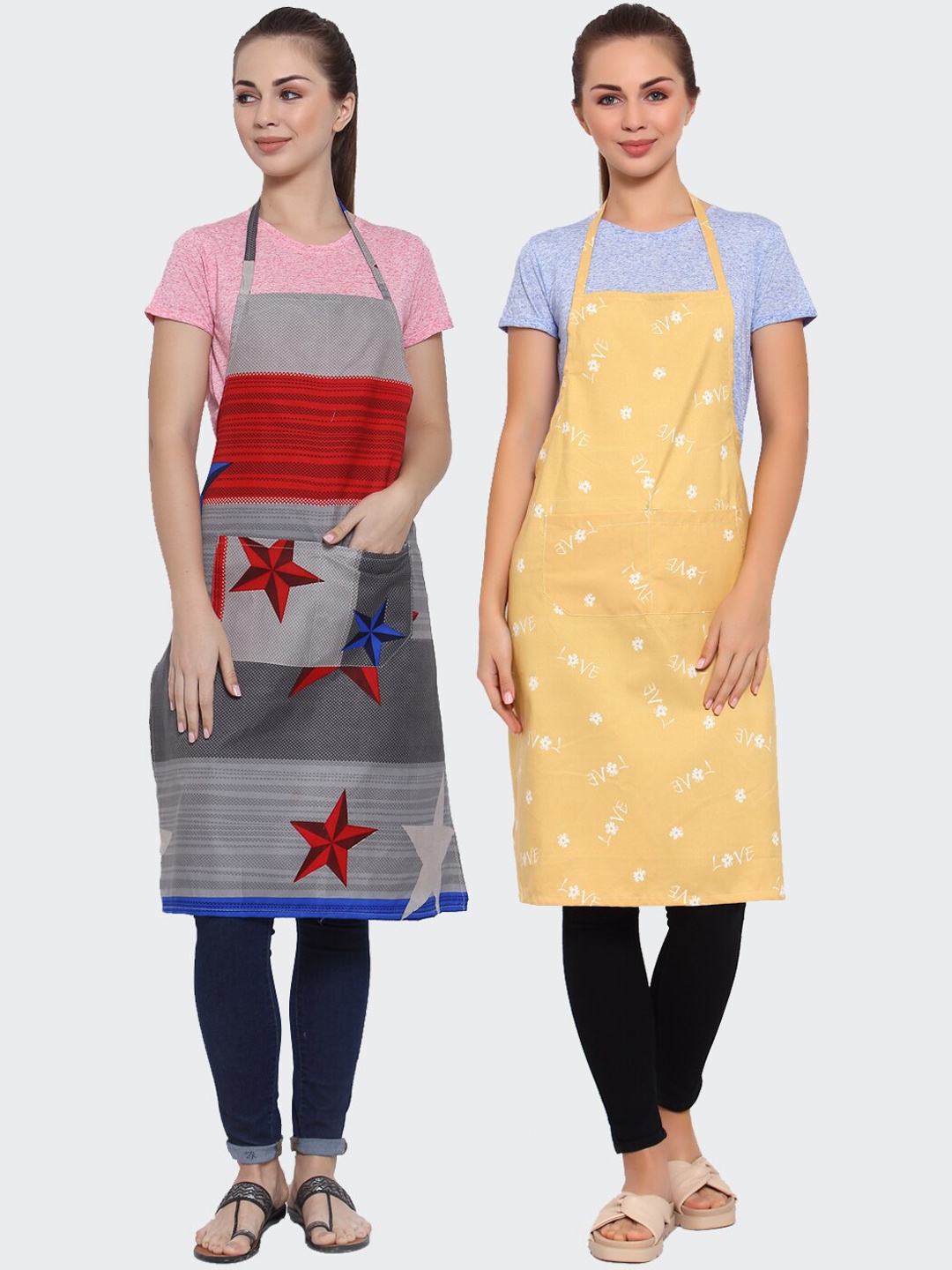 

Arrabi Pack of 2 Multicolored Printed Apron, Multi