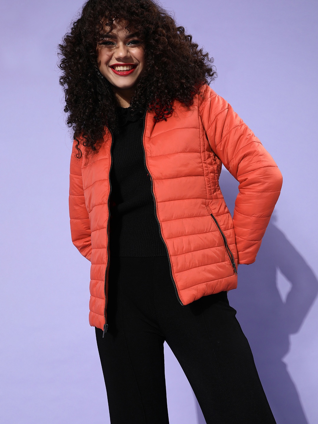 

Zink London Women Orange Quilted Jacket