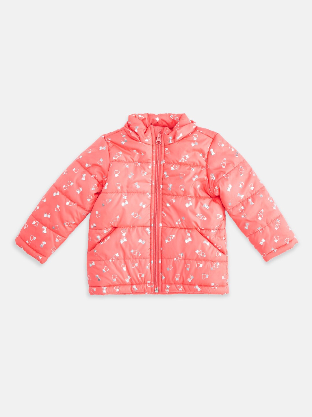 

Pantaloons Baby Girls Pink Geometric Quilted Jacket