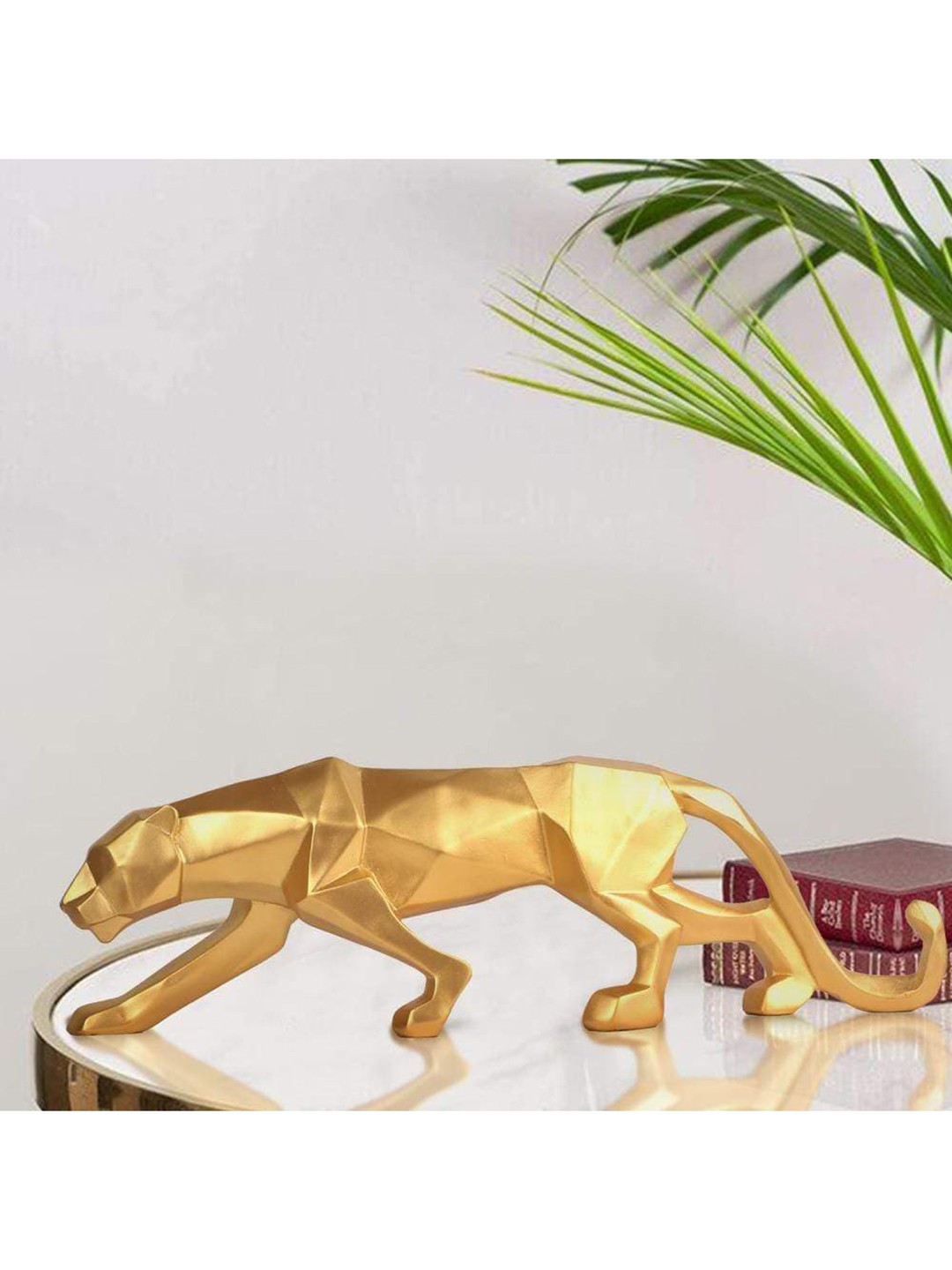 

THE ARTMENT Gold-Toned Modern Art Geometric Panther Showpiece