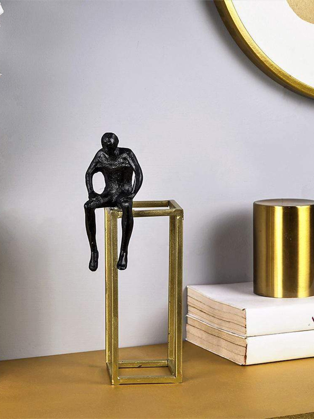 

THE ARTMENT Black & Gold-Toned Modern Art The Thinker Table Accent Showpiece