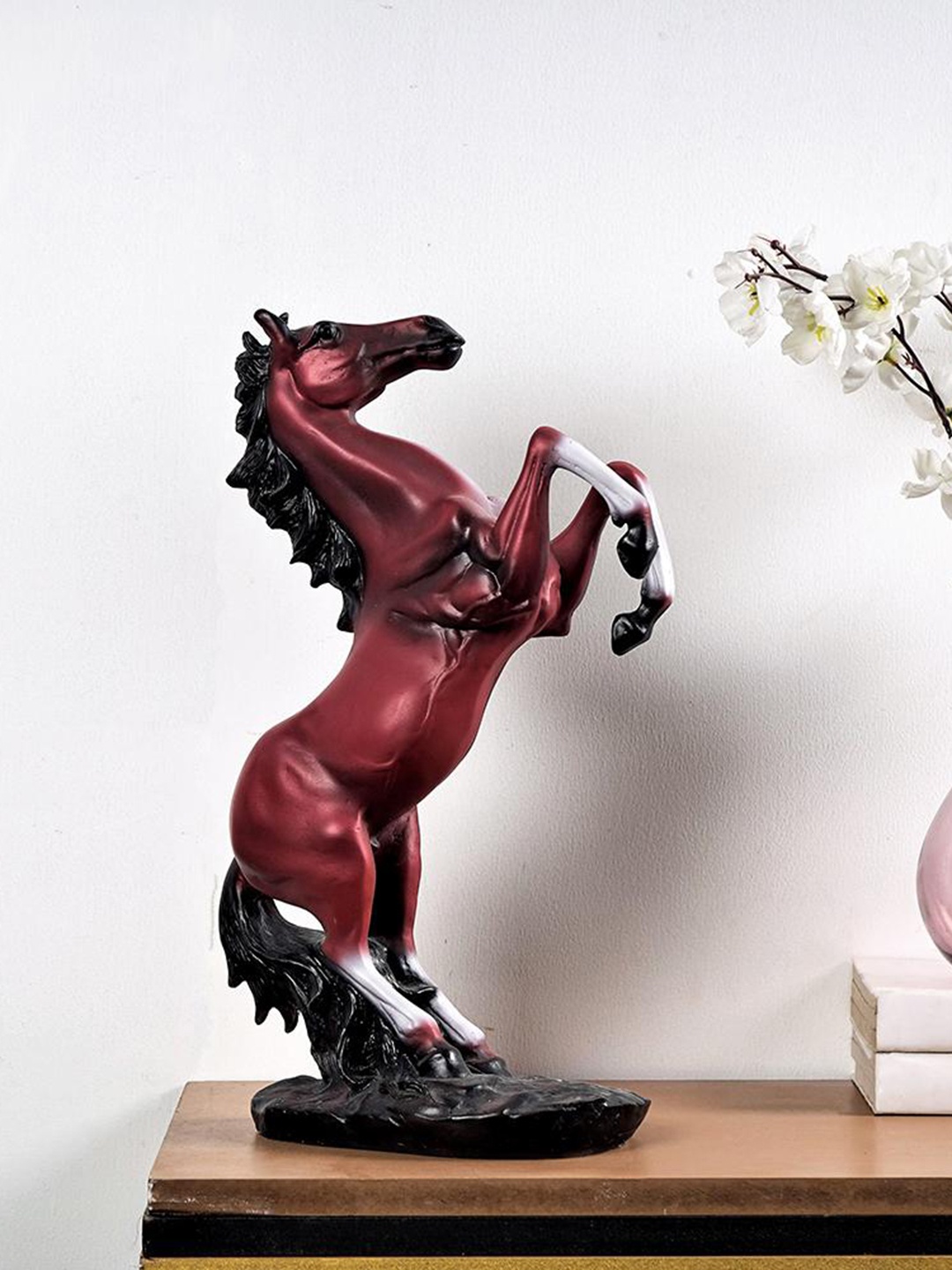 

THE ARTMENT Brown & Black Modern Art Rearing Horse of the Wild Showpiece