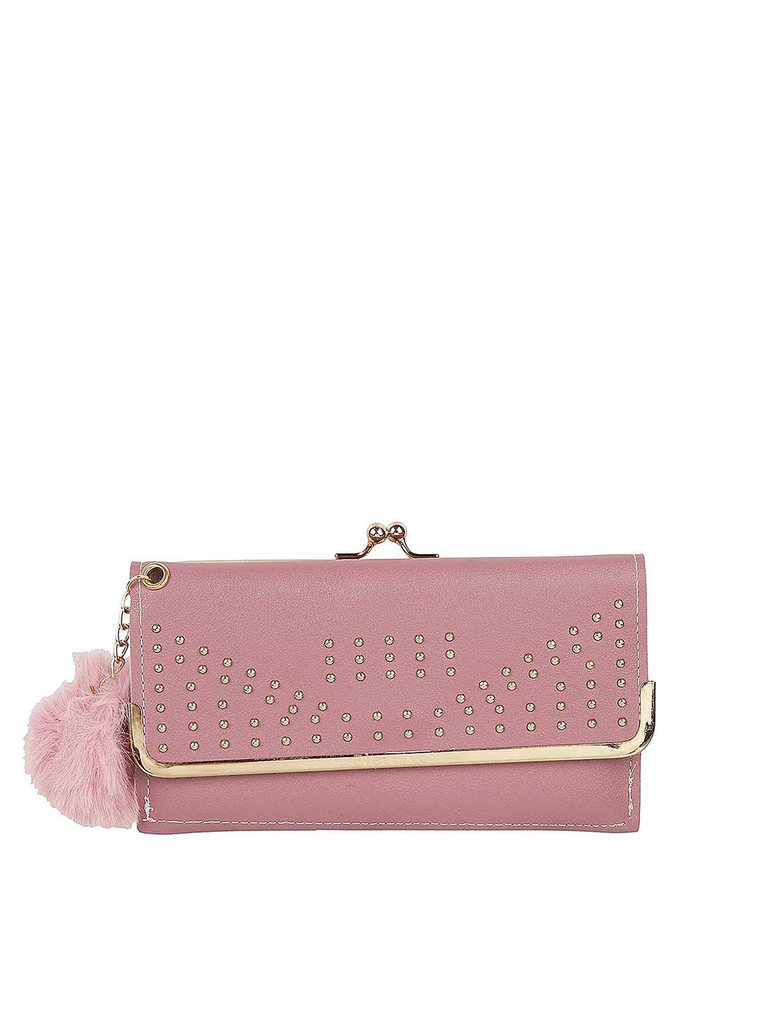

WALKWAY by Metro Pink & Gold-Toned Embellished Purse Clutch
