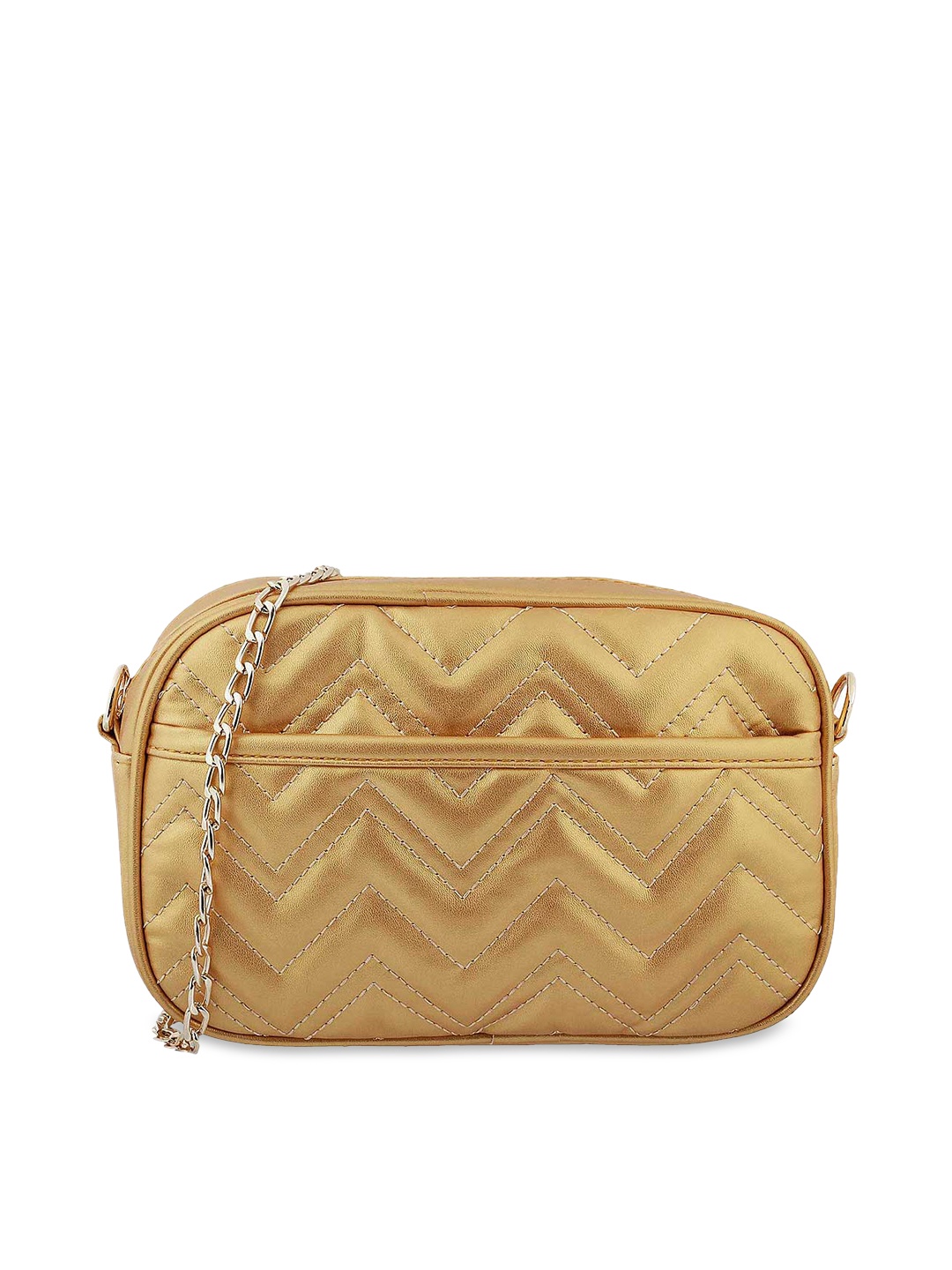 

WALKWAY by Metro Gold-Toned Geometric Structured Sling Bag with Quilted