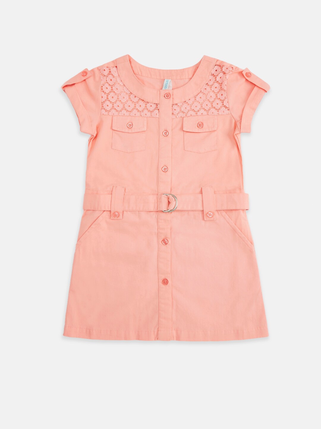 

Pantaloons Junior Peach-Coloured Shirt Style Top