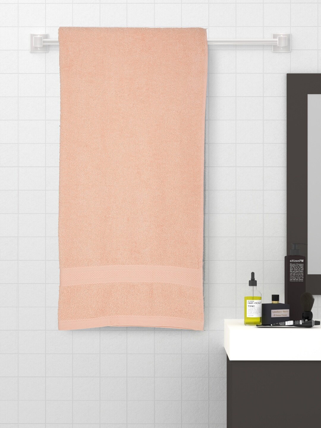 

Raymond Home Peach-Coloured Solid Cotton 450 GSM Bath Towel