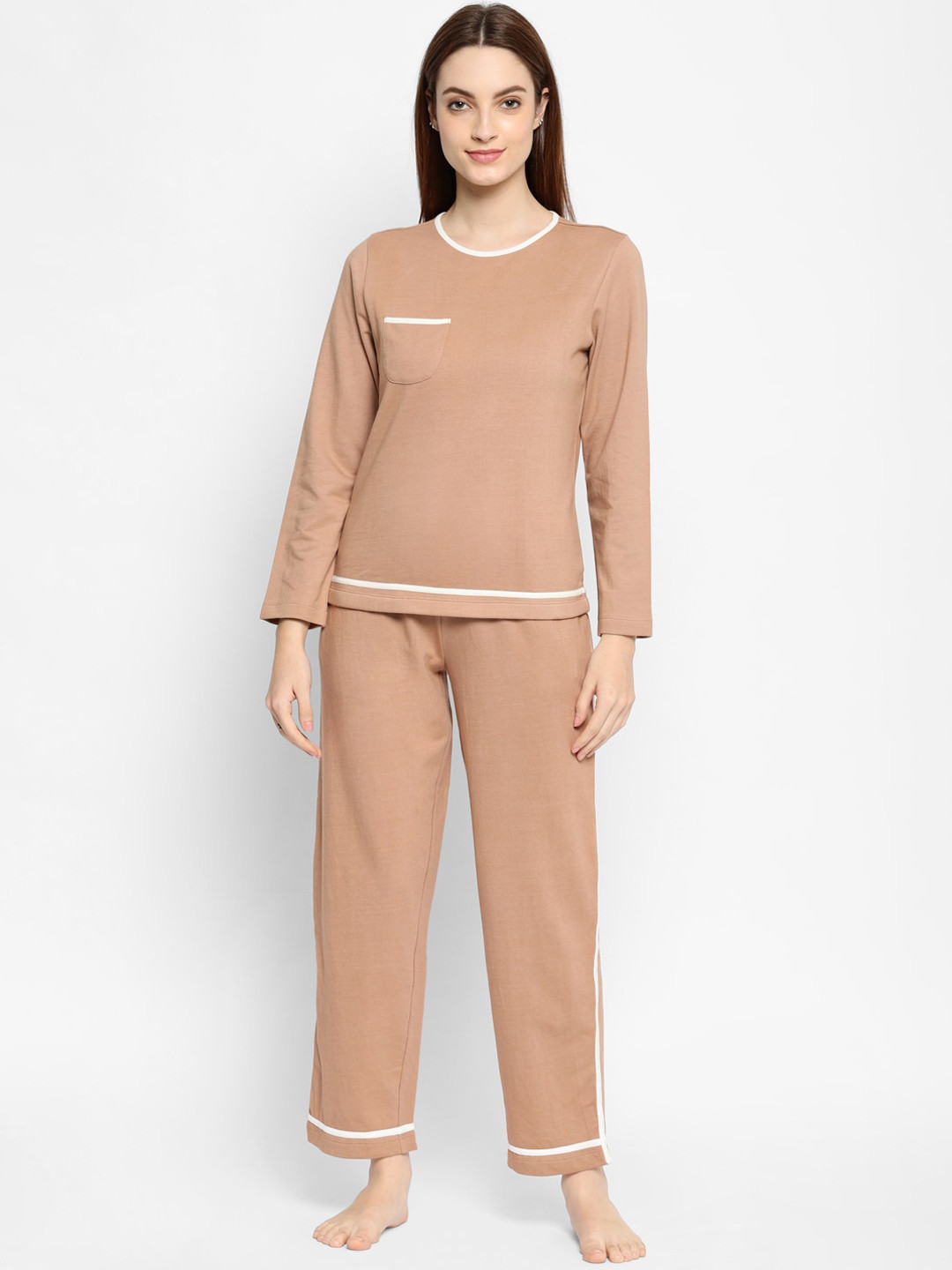 

HOUSE OF KKARMA Women Brown Cotton Night suit
