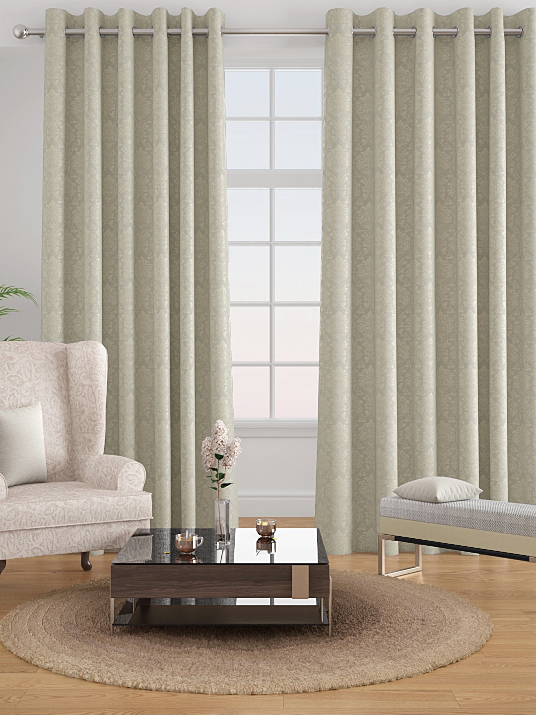 

Raymond Home Beige & White Set of 2 Ethnic Motifs Door Curtains