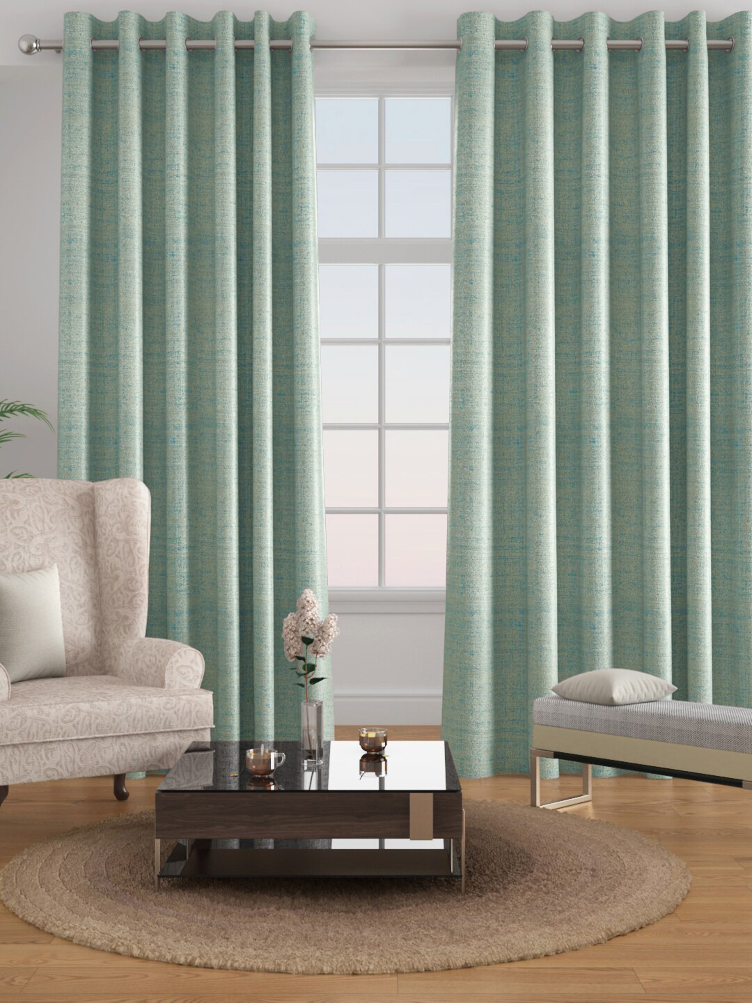 

Raymond Home Blue Set of 2 Jacquard Door Curtain
