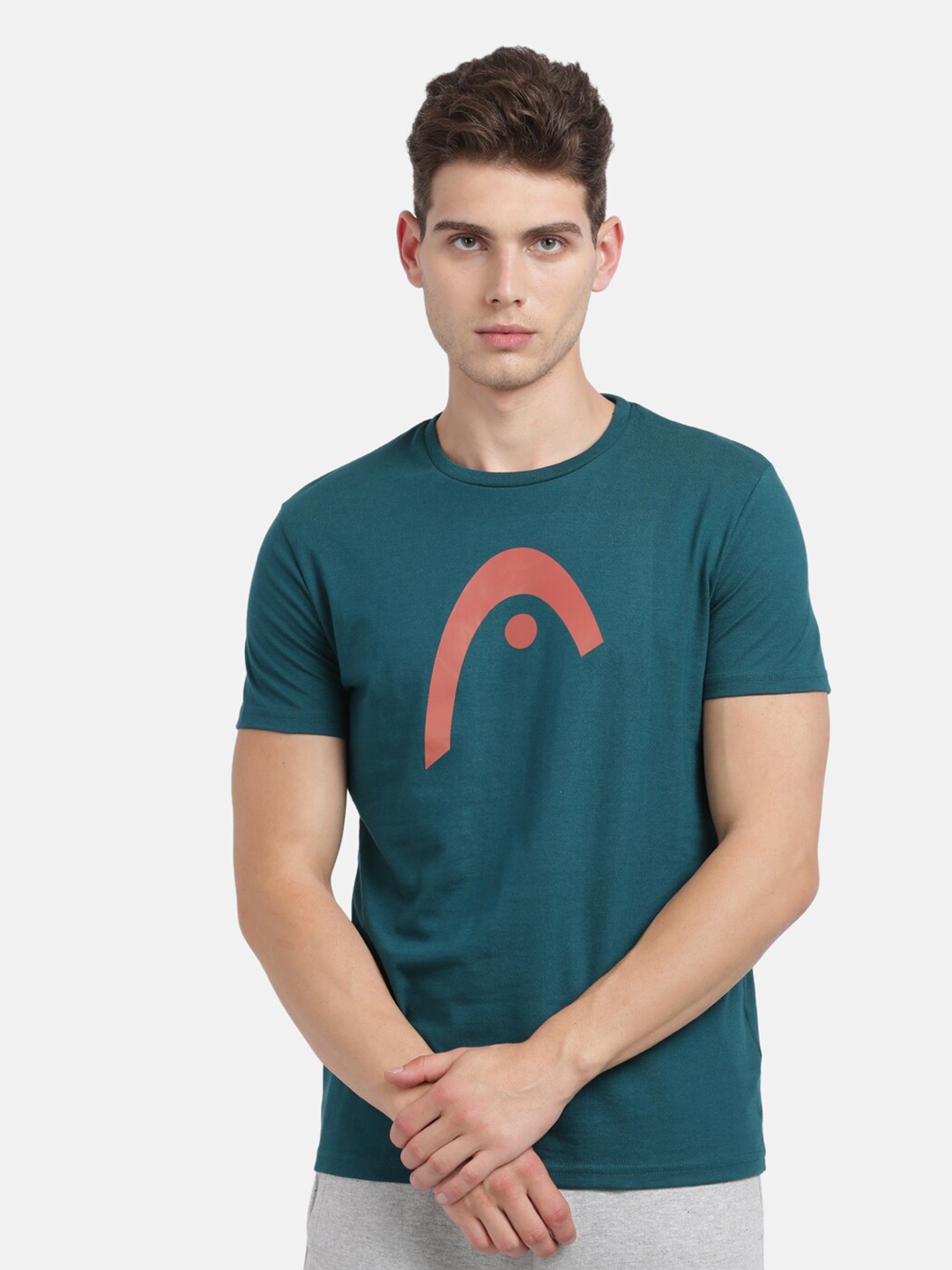 

Head Men Teal Printed Slim Fit T-shirt