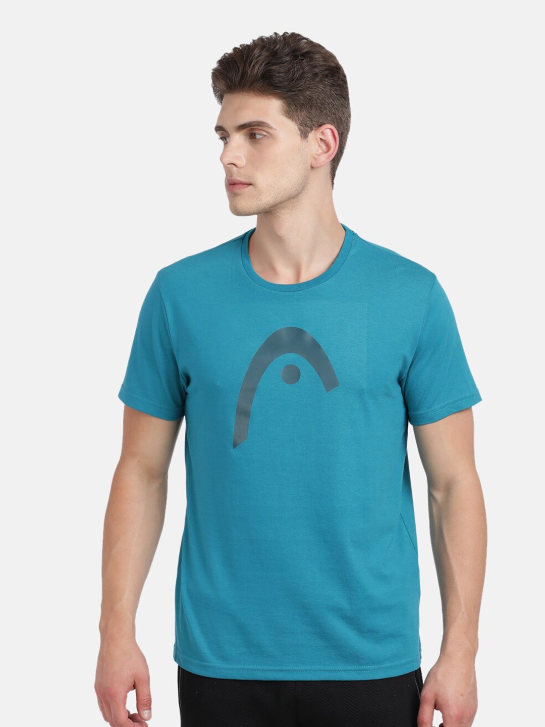 

Head Men Blue Printed Slim Fit T-shirt