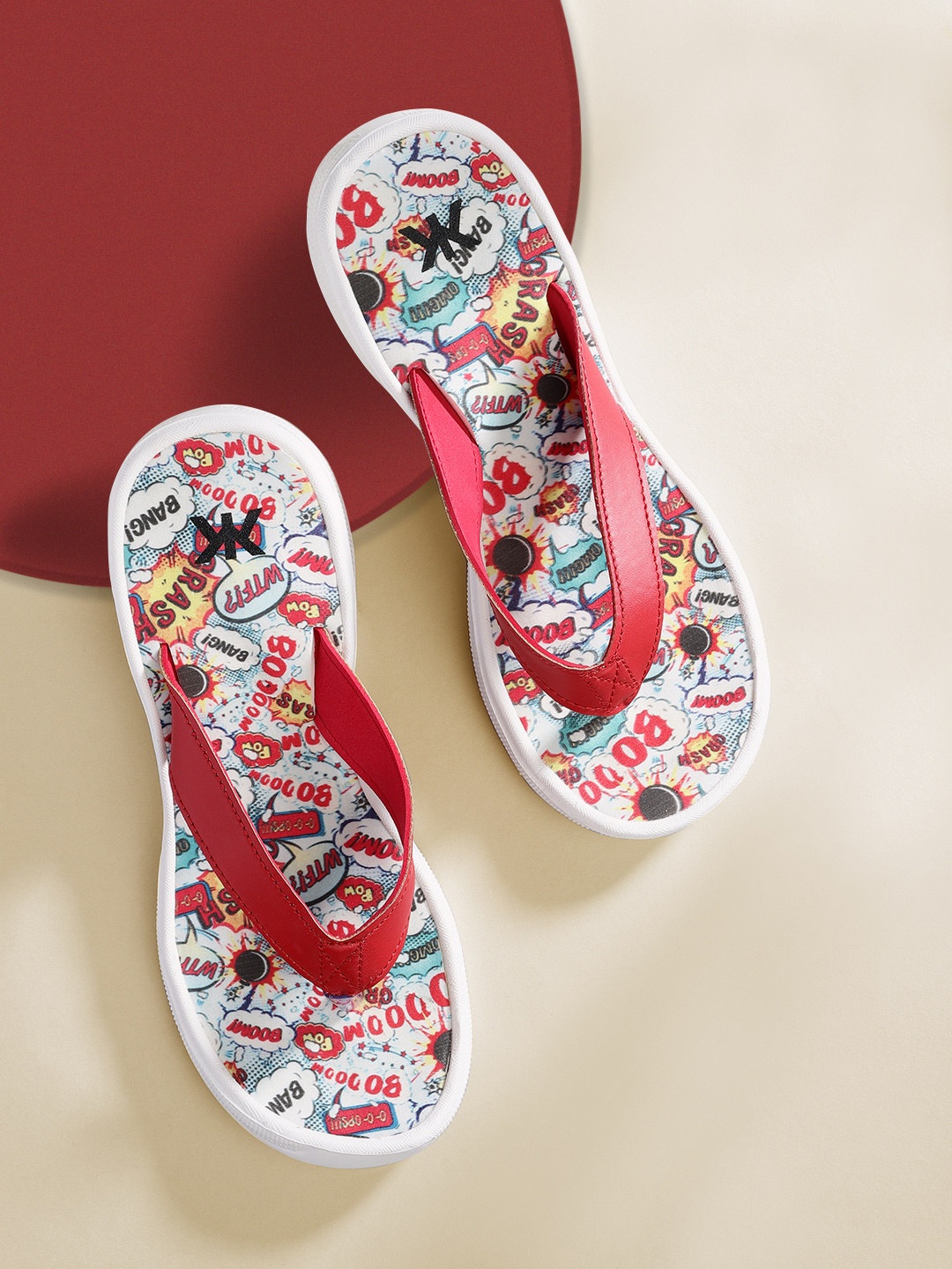 

Kook N Keech Women Red Printed Thong Flip-Flops