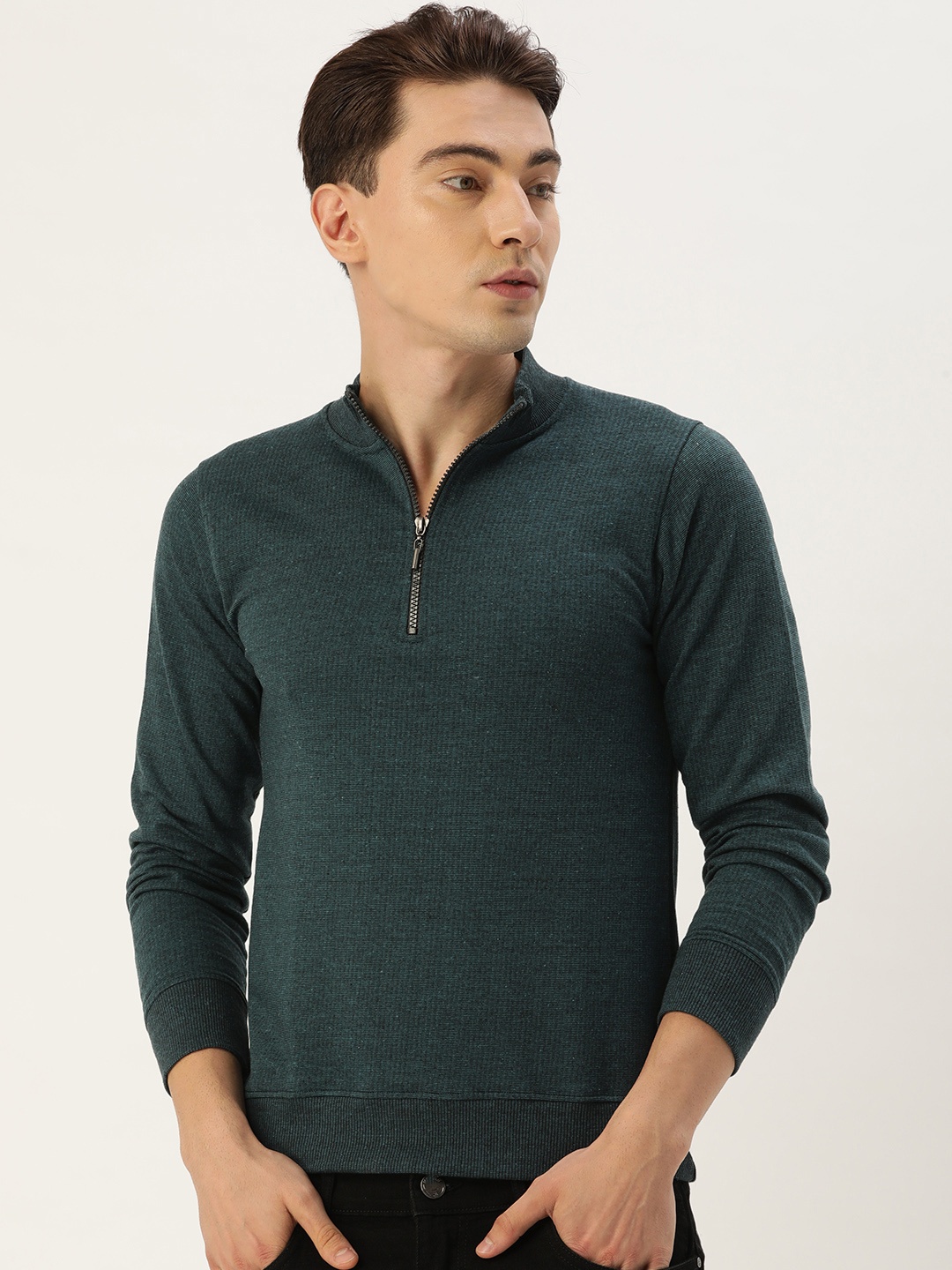 

ARISE Men Teal Blue Pure Cotton Sweatshirt