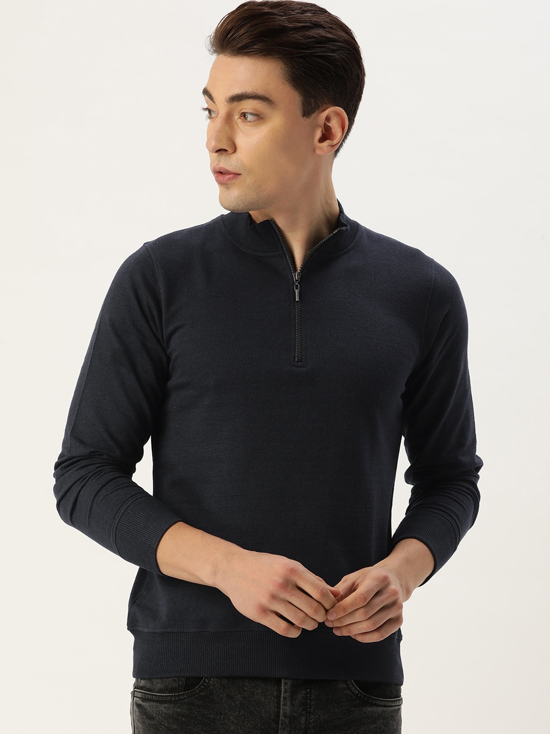 

ARISE Men Navy Blue Pure Cotton Sweatshirt