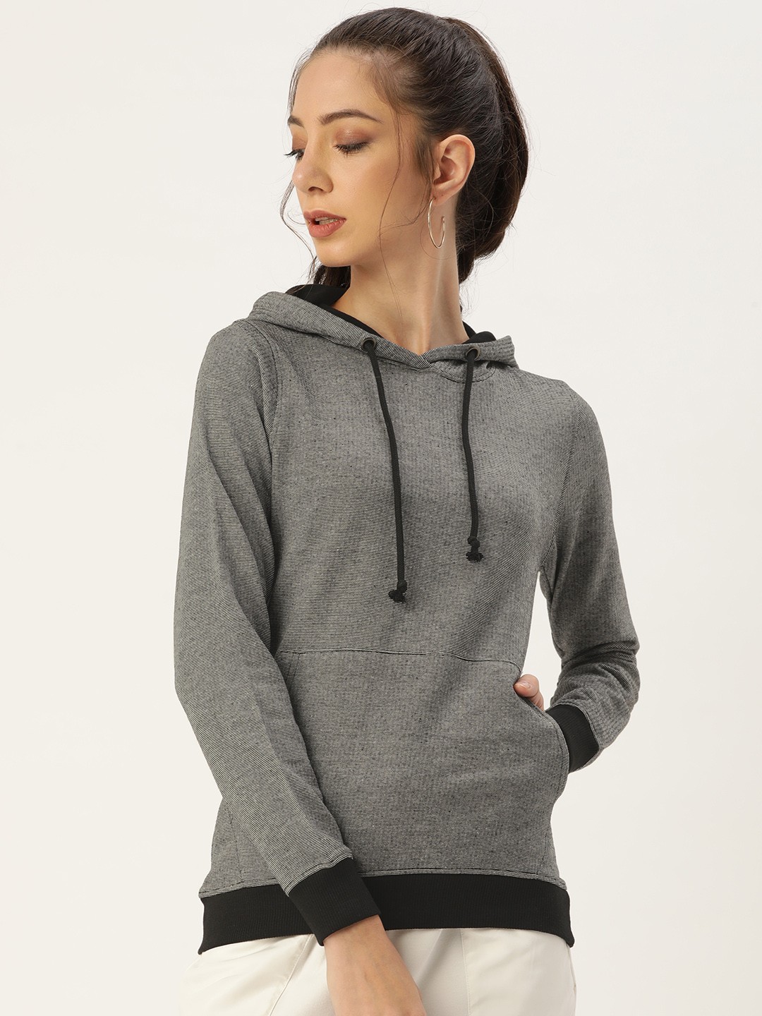 

ARISE Women Grey Hooded Sweatshirt