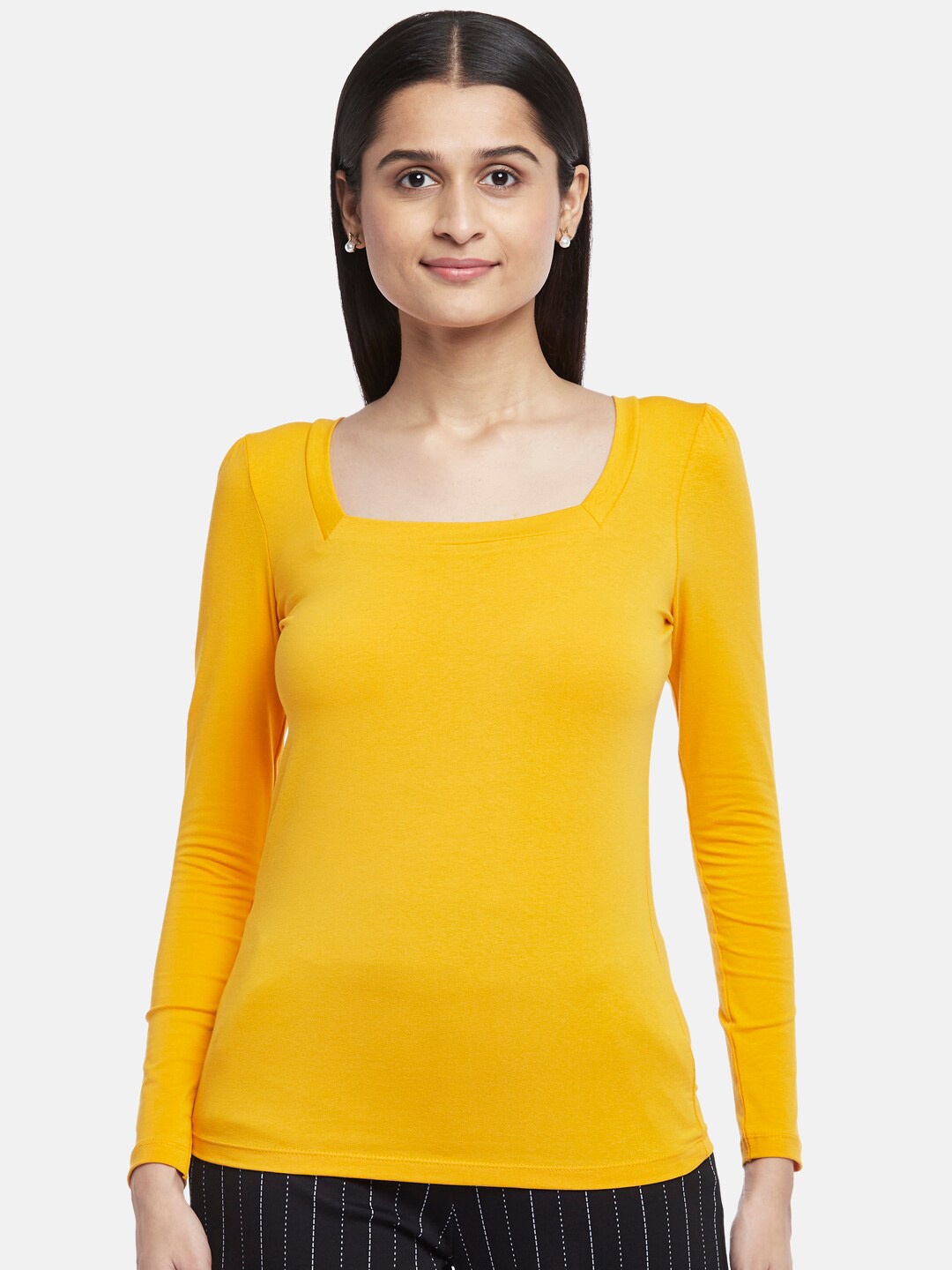 

Honey by Pantaloons Mustard Yellow Regular Crop Top