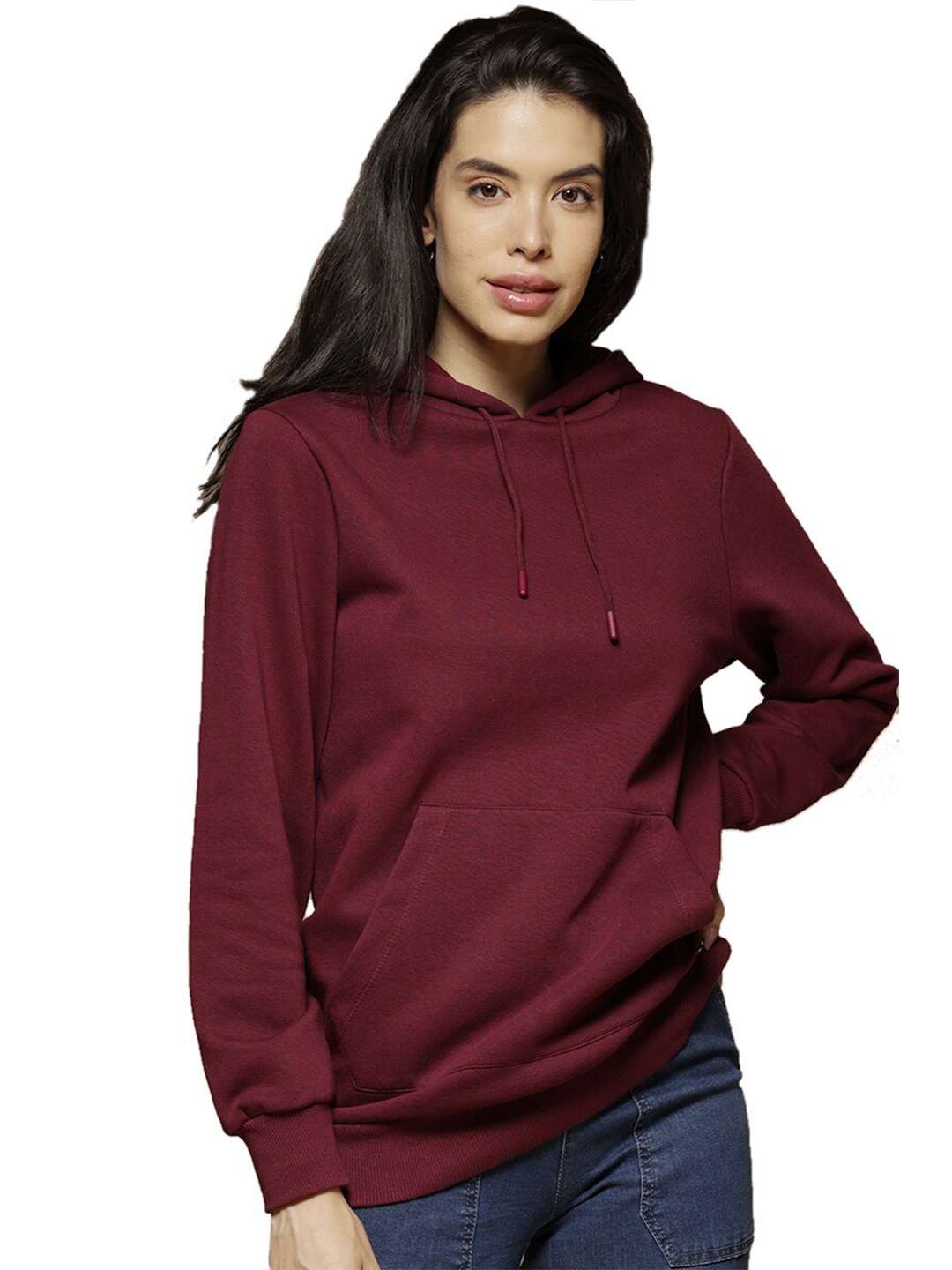 

Gipsy Women Cotton Burgundy Hooded Sweatshirt