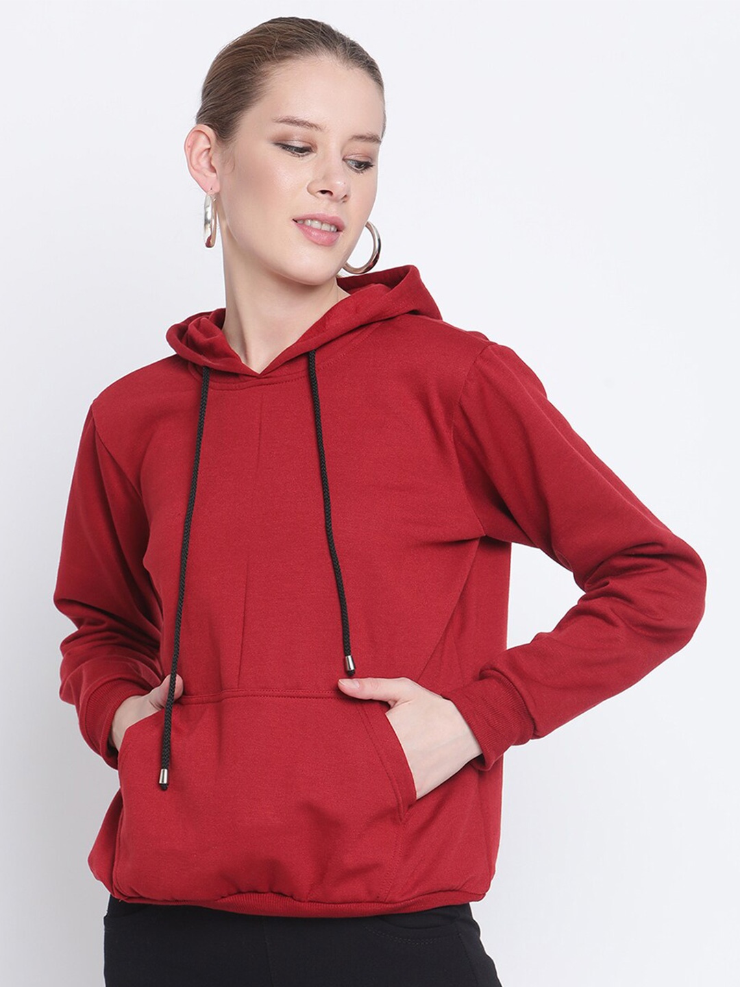 

The Vanca Women Maroon Hooded Sweatshirt