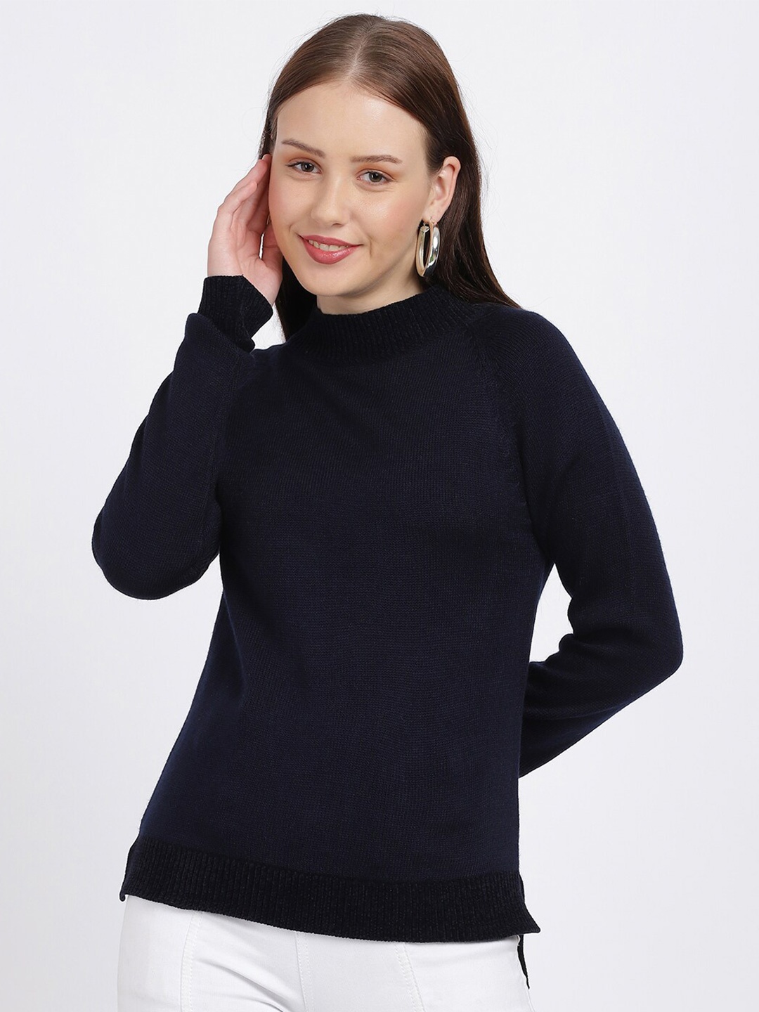 

BEVERLY BLUES Women Navy Blue Acrylic Pullover