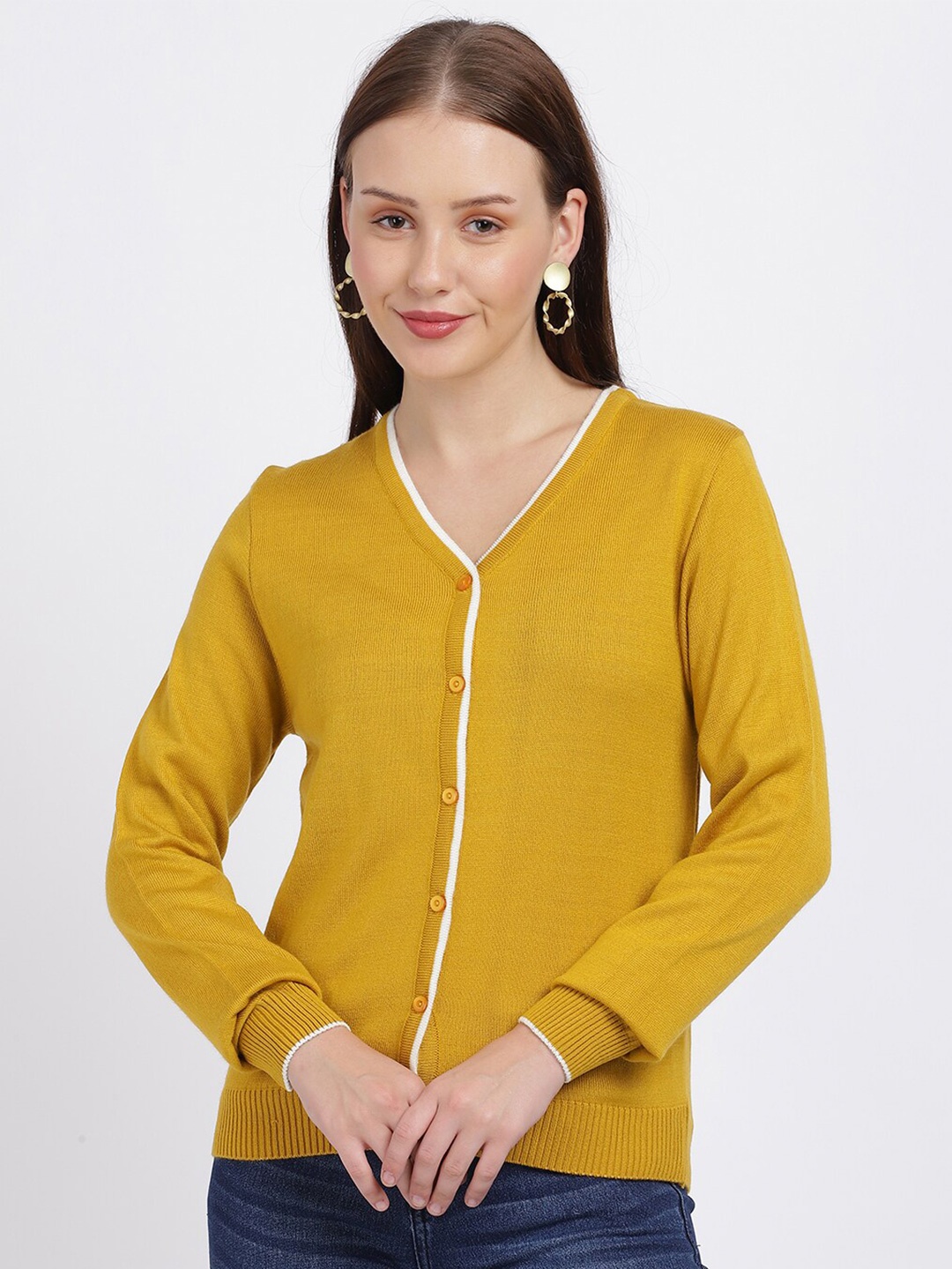 

BEVERLY BLUES Women Yellow Cardigan
