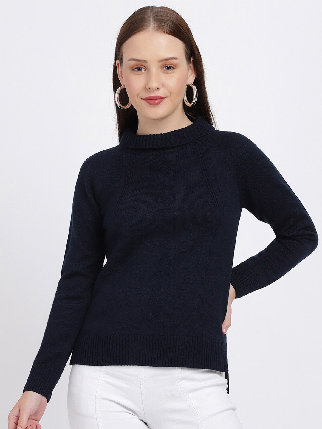 

BEVERLY BLUES Women Navy Blue Acrylic Pullover