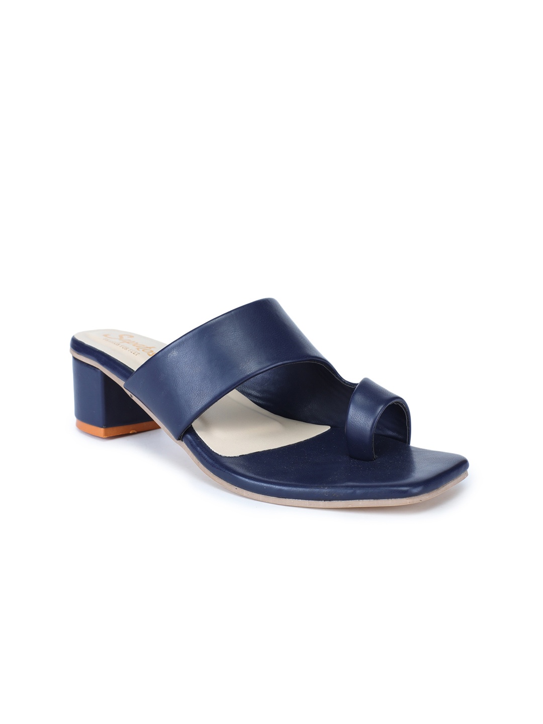 

SAPATOS Navy Blue Textured Block Mules