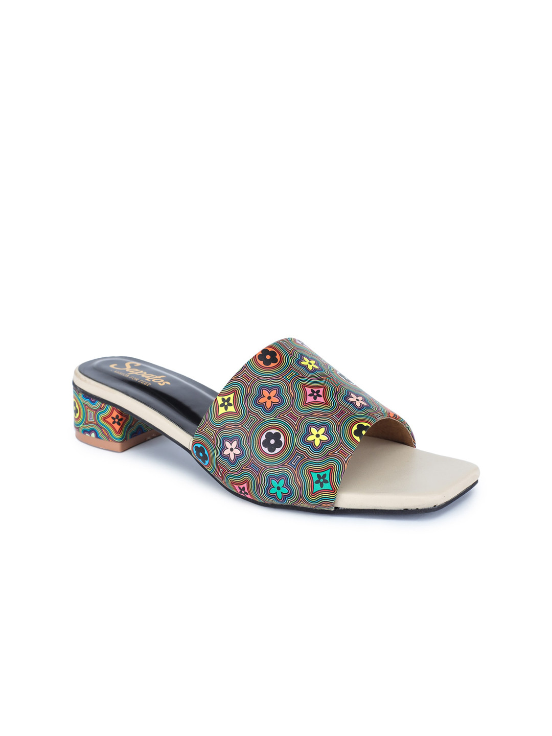 

SAPATOS Women Green Printed Block Heel Mules