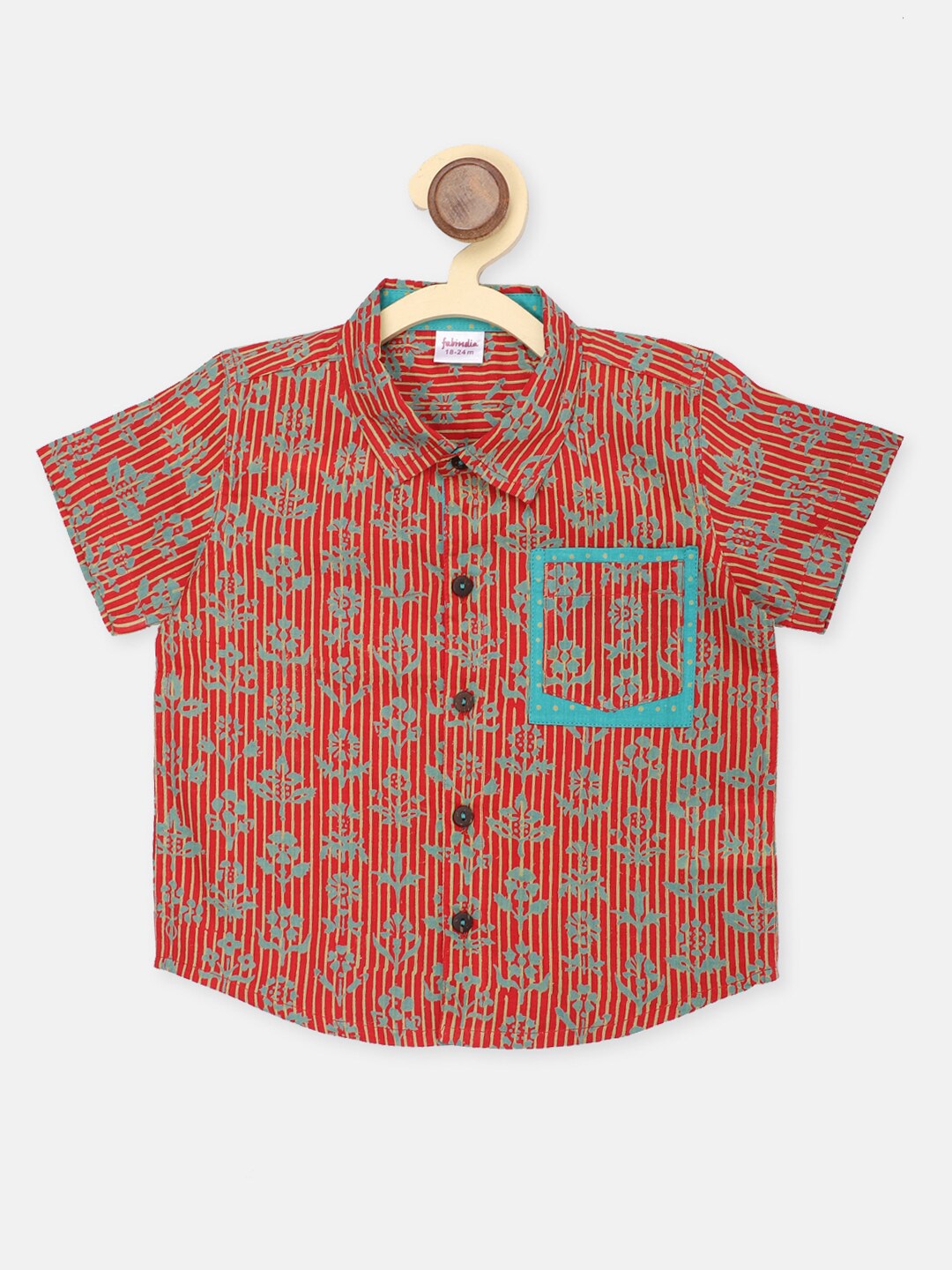 

Fabindia Boys Red Opaque Printed Casual Shirt