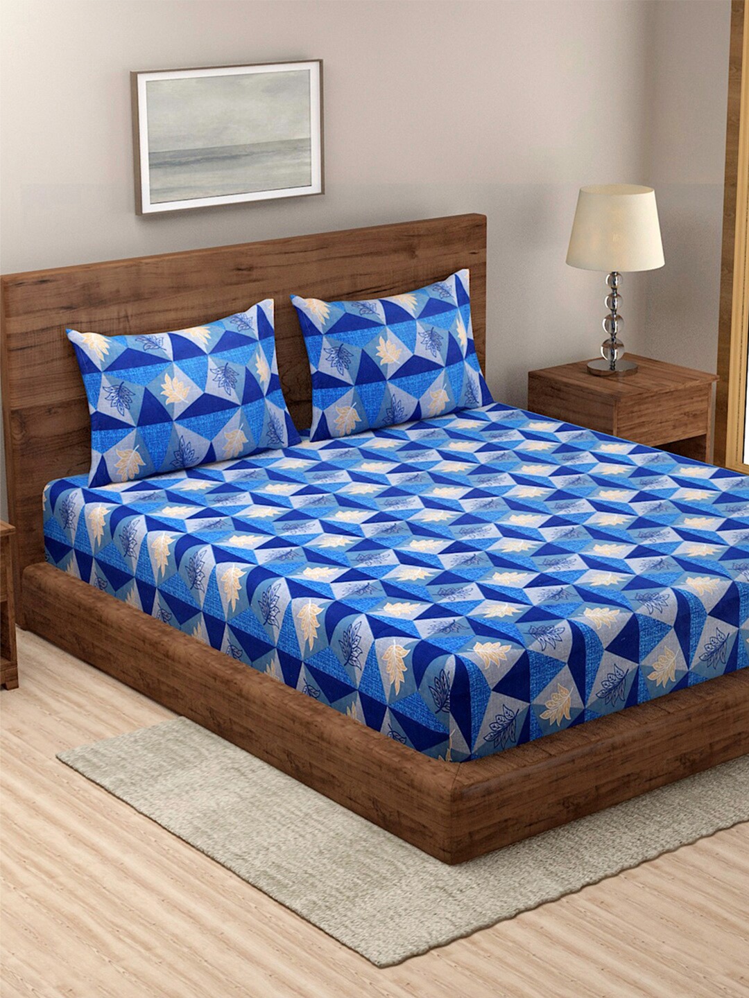 

TAG 7 Multicoloured Printed Cotton 210 TC 2 King Bedsheet with 4 Pillow Covers, Multi