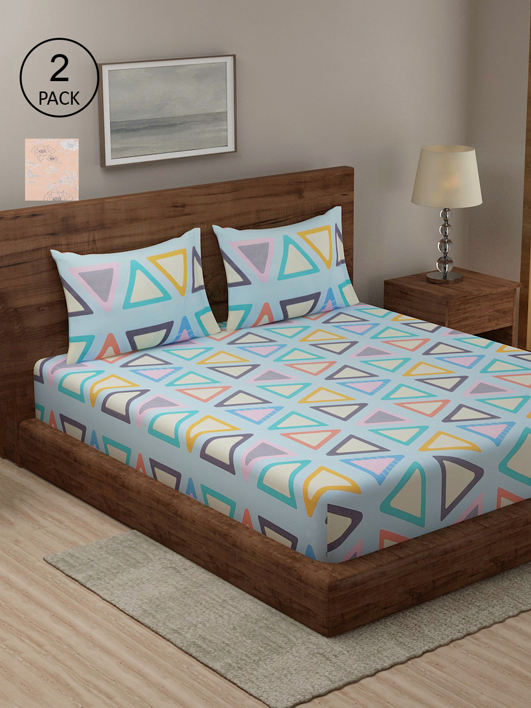 

TAG 7 Multicoloured Printed Cotton 210 TC 2 King Bedsheet with 4 Pillow Covers, Multi